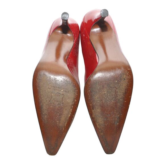 Stuart Weitzman Patent Leather Pointy Toe Pump Heel Cherry Red 7 M Pre-Owned - Picture 11 of 14